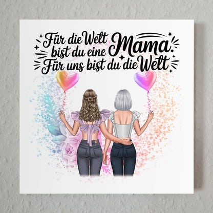 Mama Plakat Fotoboard Personalisiert 2 Clipart Frauen, Namen, Hintergrundbild & Wunschtext