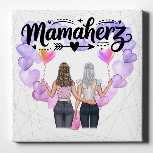 Mama Plakat Leinwand mit 2 Clipart Frauen und Namen