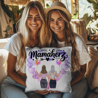 Kissen Für Mama Und Papa mit 2 Clipart Frauen & Namen