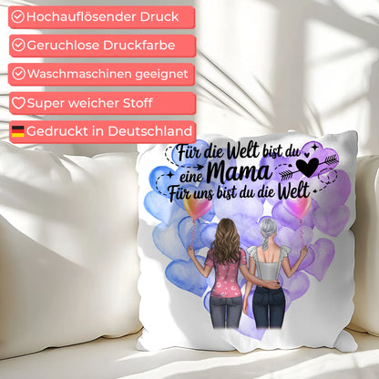 Kissen Mit Namen Mama personalisiert mit 2 Frauen Clipart & Wunschtext