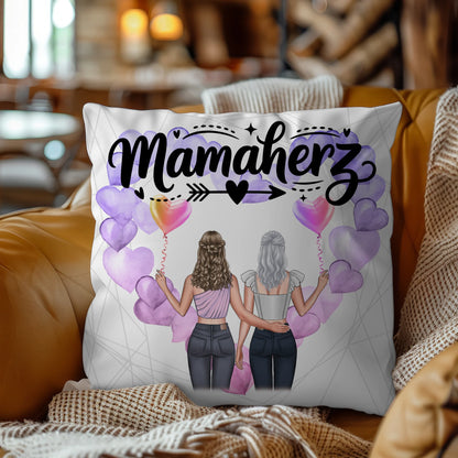 Kissen Für Mama Und Papa mit 2 Clipart Frauen & Namen