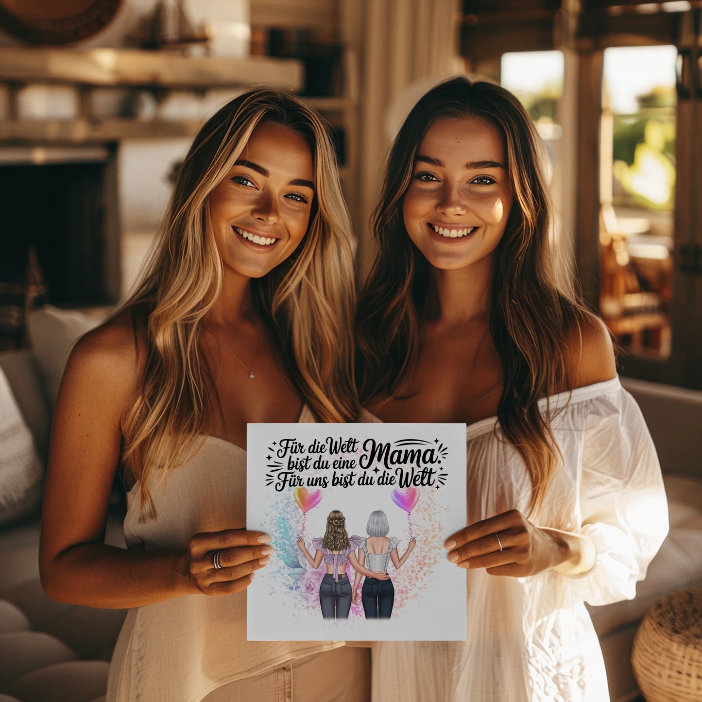 Mama Plakat Fotoboard Personalisiert 2 Clipart Frauen, Namen, Hintergrundbild & Wunschtext