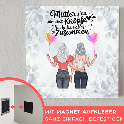 Mama Plakat Fotoboard Personalisiert: 2 Clipart Frauen, Namen, Hintergrundbild & Spruch