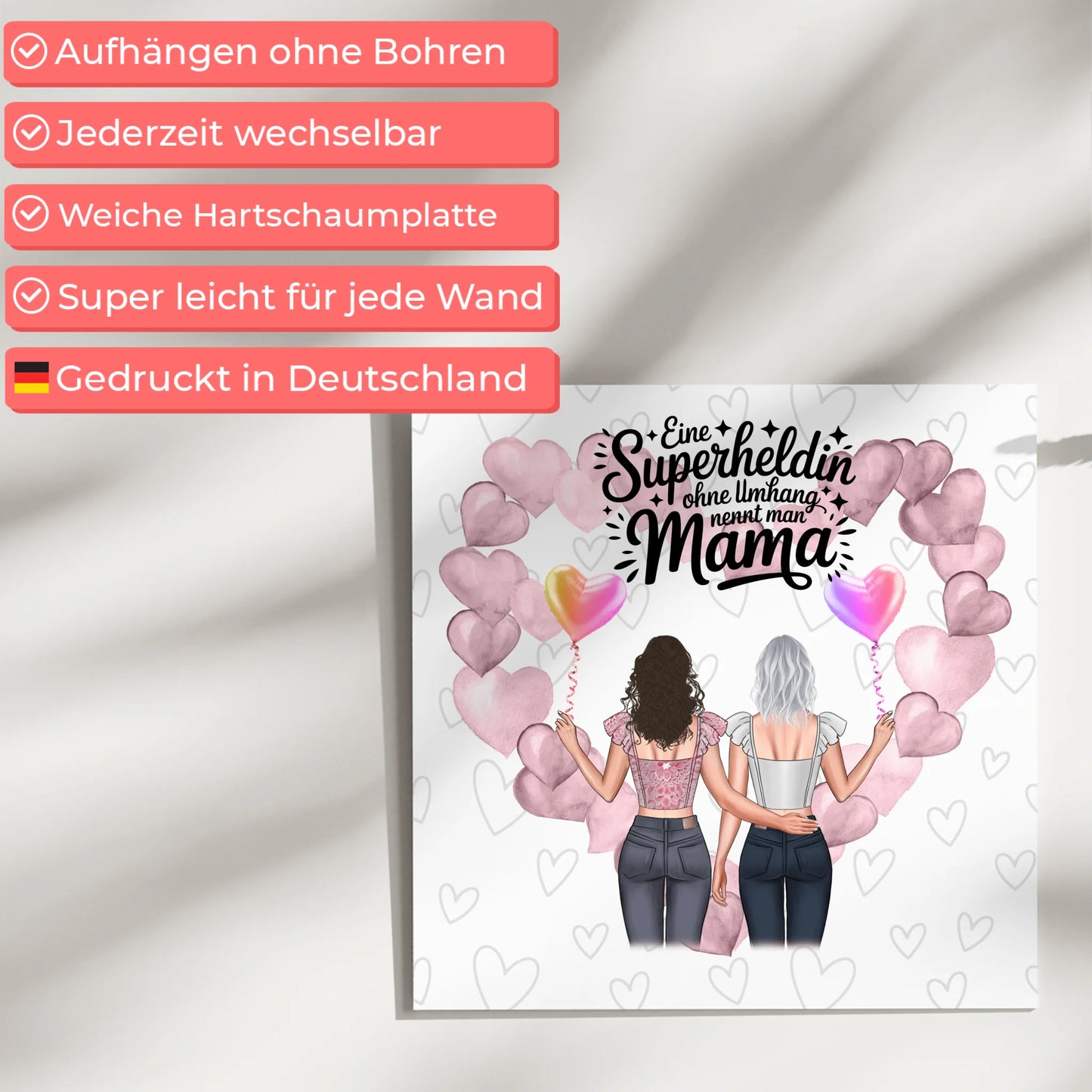Mama Plakat Fotoboard mit 2 Clipart Frauen, Namen & Wunschtext