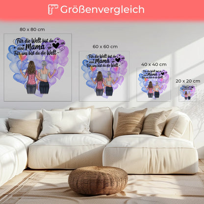 Personalisierte Leinwand Mama 2 Clipart Frauen, Namen & Wunschtext