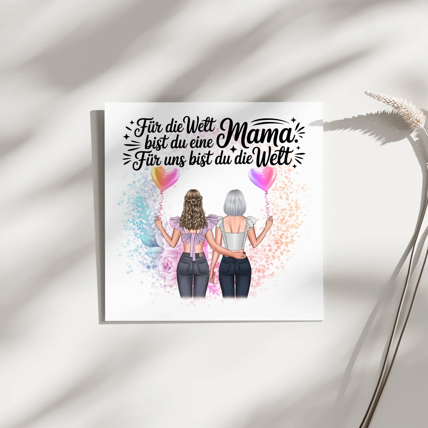 Mama Plakat Fotoboard Personalisiert 2 Clipart Frauen, Namen, Hintergrundbild & Wunschtext
