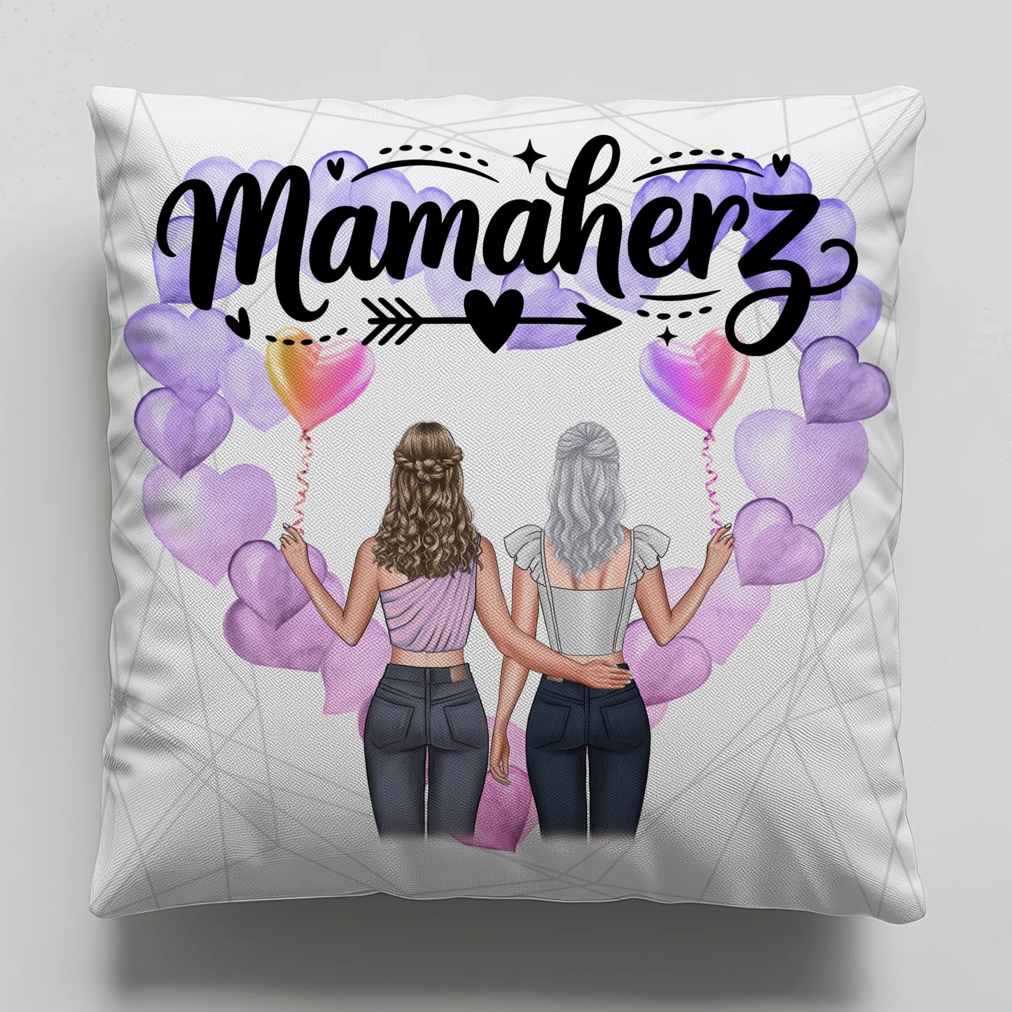 Kissen Für Mama Und Papa mit 2 Clipart Frauen & Namen