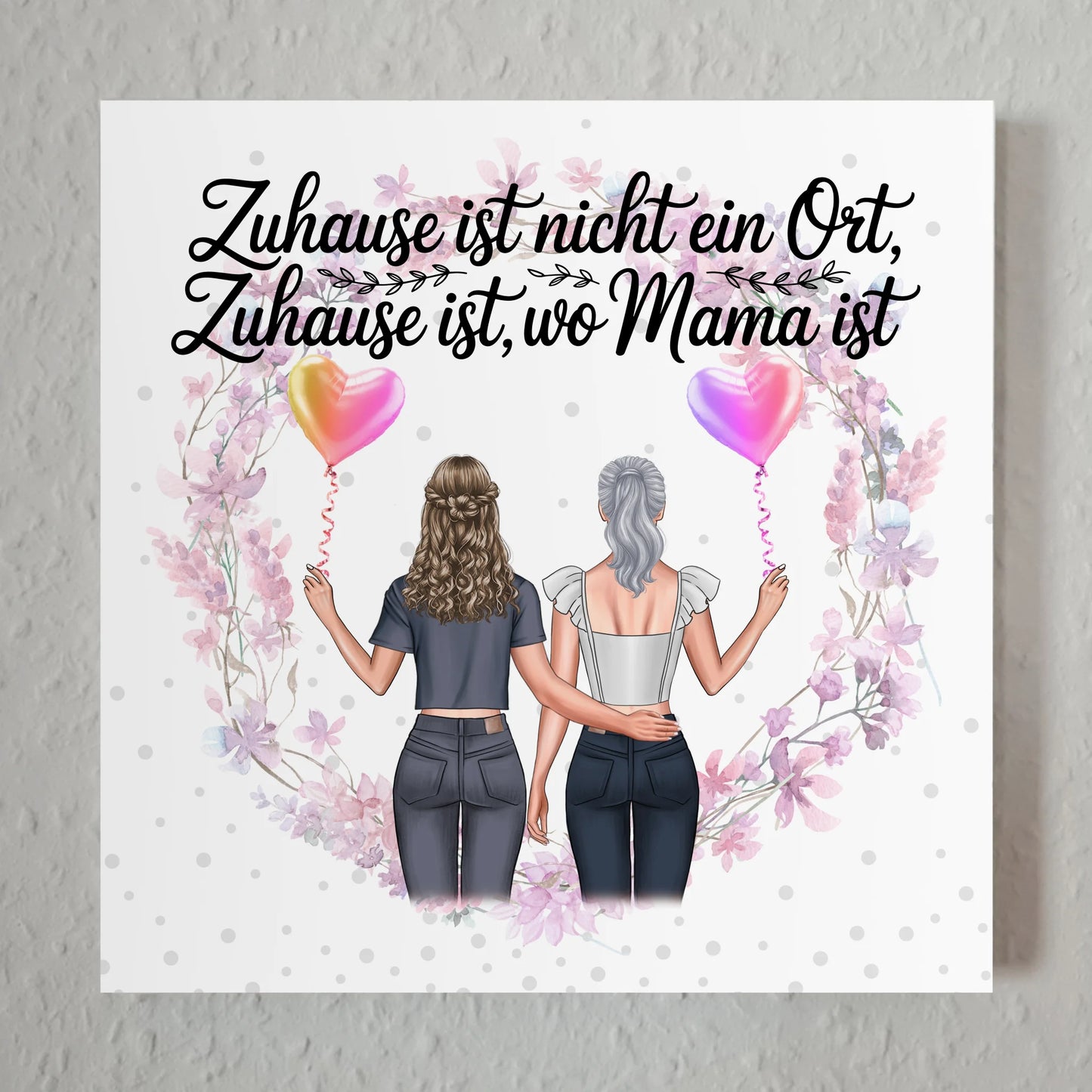Personalisiertes Fotoboard Mama Plakat - mit 2 Clipart Frauen, Namen & Wunschtext