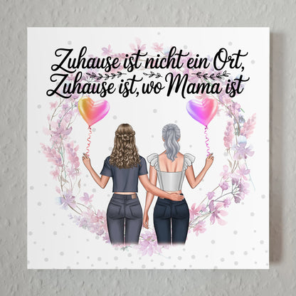 Personalisiertes Fotoboard Mama Plakat - mit 2 Clipart Frauen, Namen & Wunschtext