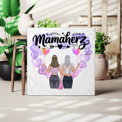 Mama Plakat Leinwand mit 2 Clipart Frauen und Namen