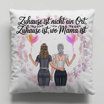 Namen Kissen für Mama - 2 Frauen Clipart, Hintergrund, Wunschtext personalisierbar