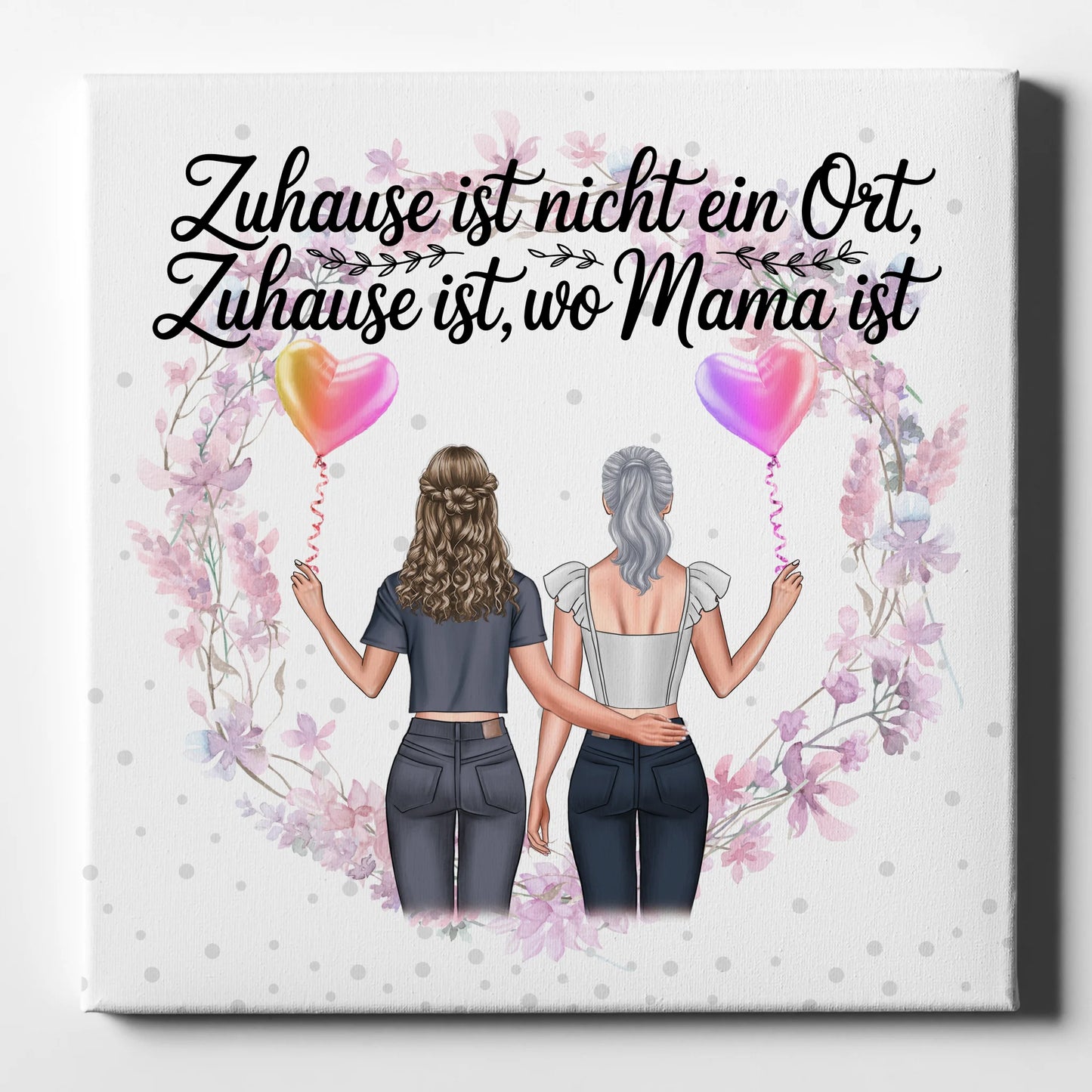 Personalisiertes Leinwand Mama Plakat 2 Clipart-Frauen, Name, Hintergrund&Wunschtext