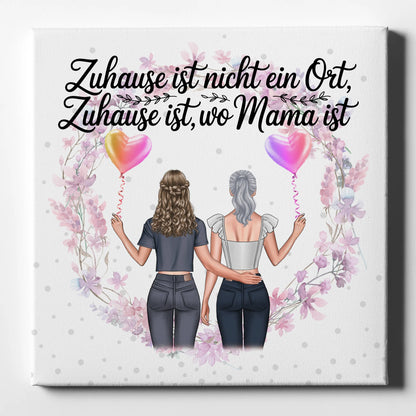 Personalisiertes Leinwand Mama Plakat 2 Clipart-Frauen, Name, Hintergrund&Wunschtext