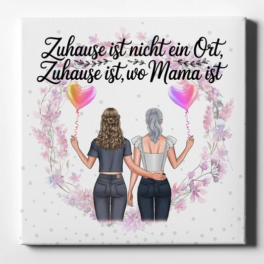 Personalisiertes Leinwand Mama Plakat 2 Clipart-Frauen, Name, Hintergrund&Wunschtext
