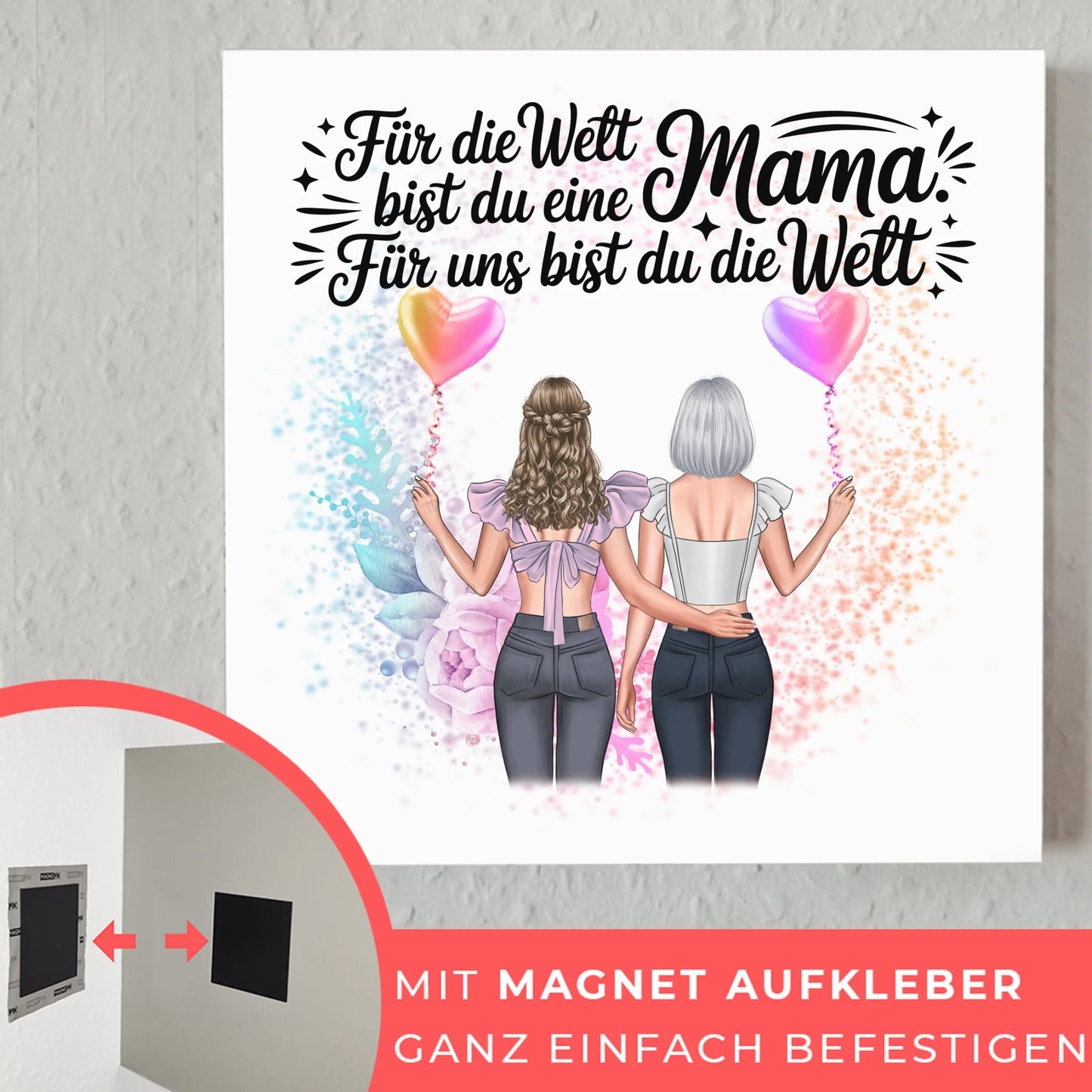 Mama Plakat Fotoboard Personalisiert 2 Clipart Frauen, Namen, Hintergrundbild & Wunschtext