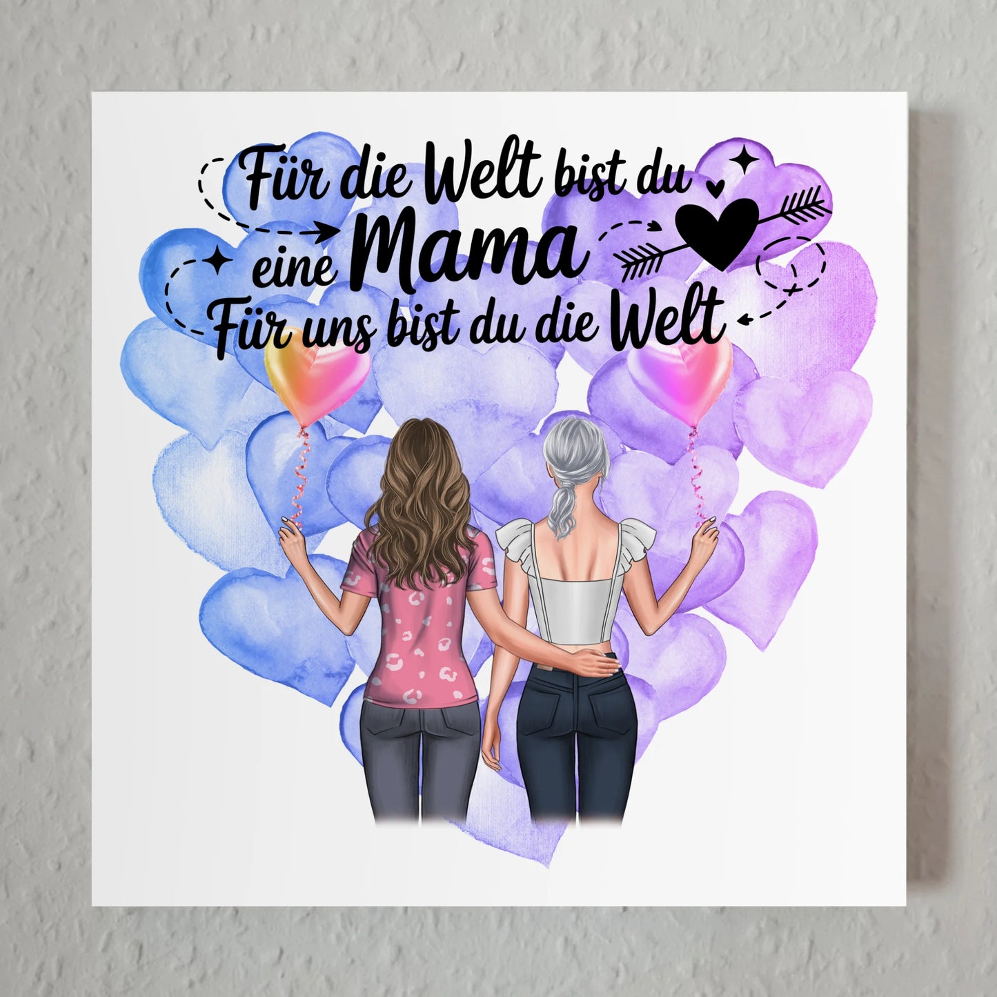 Personalisiertes Mama Plakat Fotoboard mit 2 Cliparts, Namen & Wunschtext