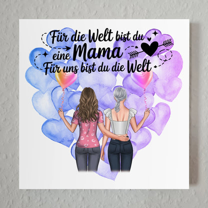 Personalisiertes Mama Plakat Fotoboard mit 2 Cliparts, Namen & Wunschtext