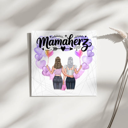 Mama Plakat Leinwand mit 2 Clipart Frauen und Namen