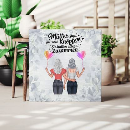 Leinwand Für Mama personalisiert mit 2 Clipart Frauen, Namen, Hintergrundbild & Wunschtext