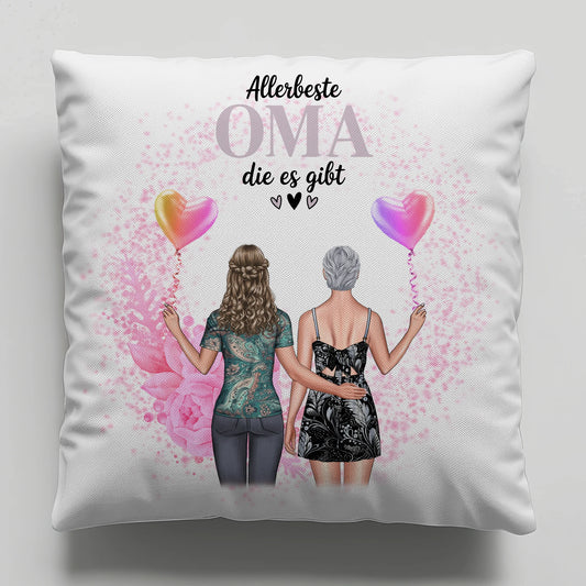 Fotokissen Für Oma personalisiert mit 2 Clipart Frauen Namen & Wunschtext