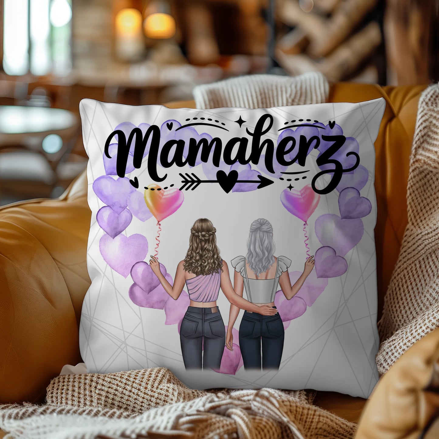 Kissen Für Mama Und Papa mit 2 Clipart Frauen & Namen