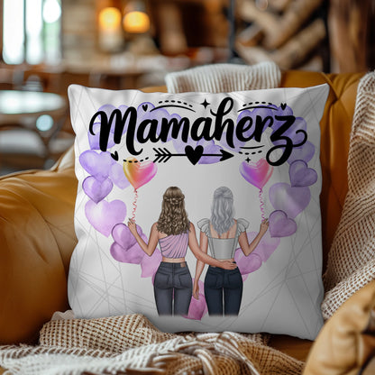 Kissen Für Mama Und Papa mit 2 Clipart Frauen & Namen