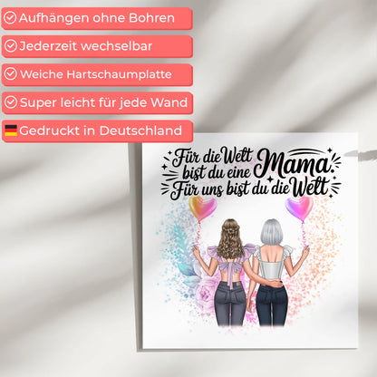 Mama Plakat Fotoboard Personalisiert 2 Clipart Frauen, Namen, Hintergrundbild & Wunschtext