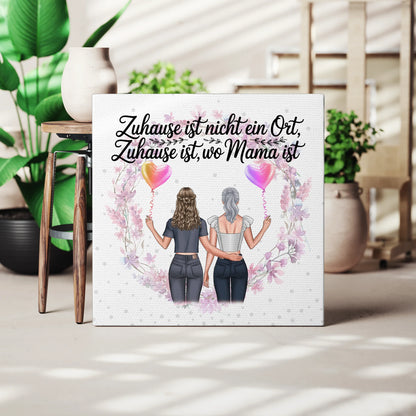 Personalisiertes Leinwand Mama Plakat 2 Clipart-Frauen, Name, Hintergrund&Wunschtext