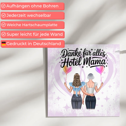 Mama Plakat Fotoboard Personalisiert Danke für alles Hotel Mama mit 2 Cliparts