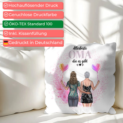 Fotokissen Für Oma personalisiert mit 2 Clipart Frauen Namen & Wunschtext