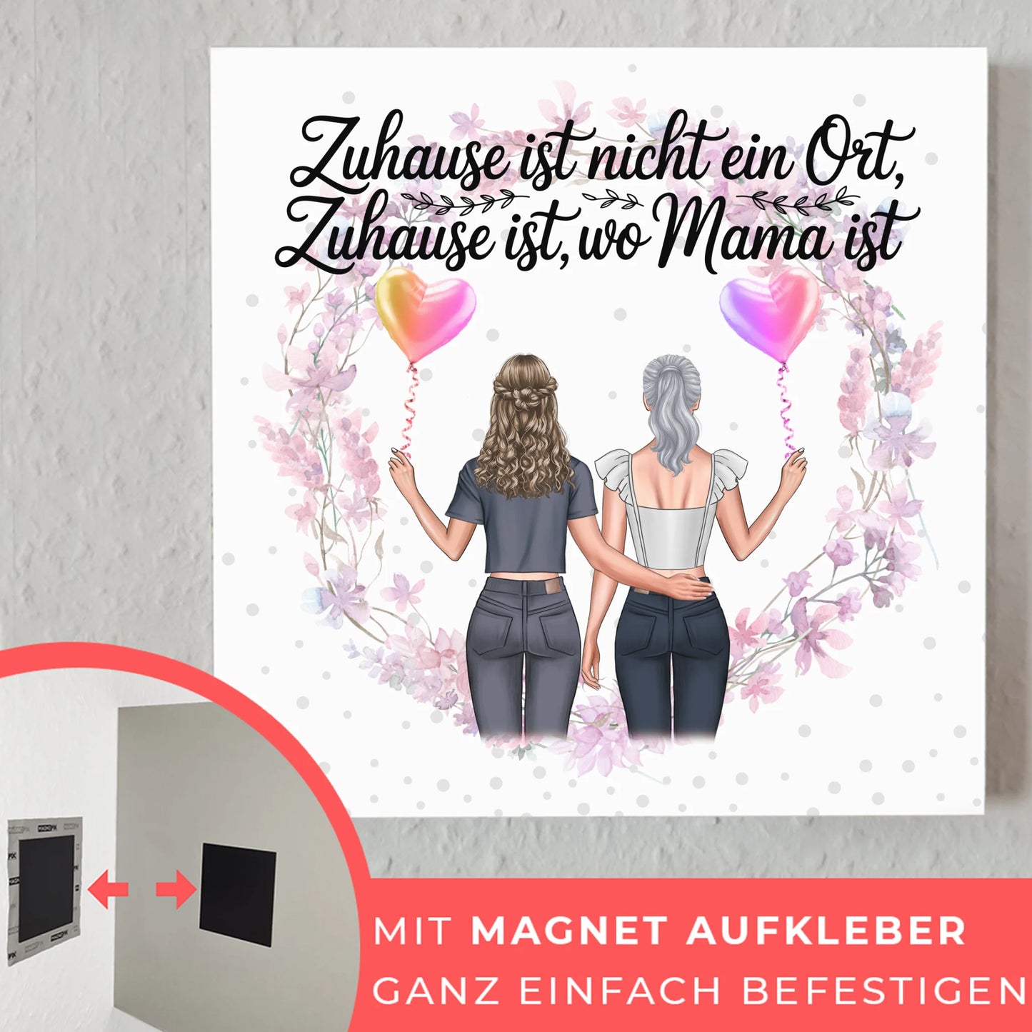 Personalisiertes Fotoboard Mama Plakat - mit 2 Clipart Frauen, Namen & Wunschtext
