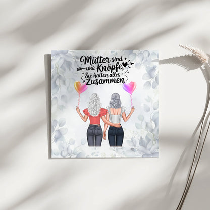 Leinwand Für Mama personalisiert mit 2 Clipart Frauen, Namen, Hintergrundbild & Wunschtext