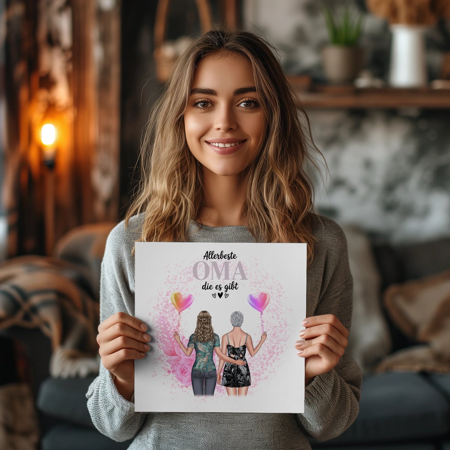 Oma Plakat Fotoboard Personalisierbar Allerbeste Oma mit 2 Clipart Namen & Spruch