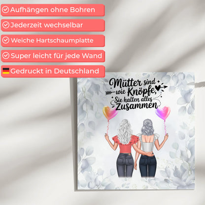 Mama Plakat Fotoboard Personalisiert: 2 Clipart Frauen, Namen, Hintergrundbild & Spruch