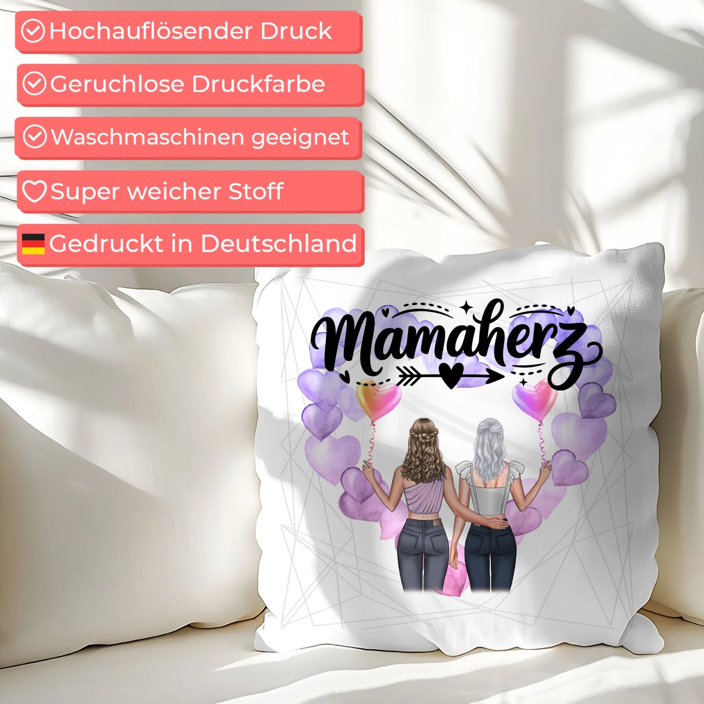 Kissen Für Mama Und Papa mit 2 Clipart Frauen & Namen