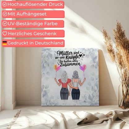 Leinwand Für Mama personalisiert mit 2 Clipart Frauen, Namen, Hintergrundbild & Wunschtext