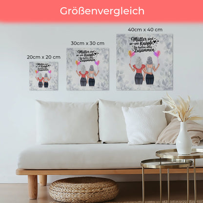 Mama Plakat Fotoboard Personalisiert: 2 Clipart Frauen, Namen, Hintergrundbild & Spruch