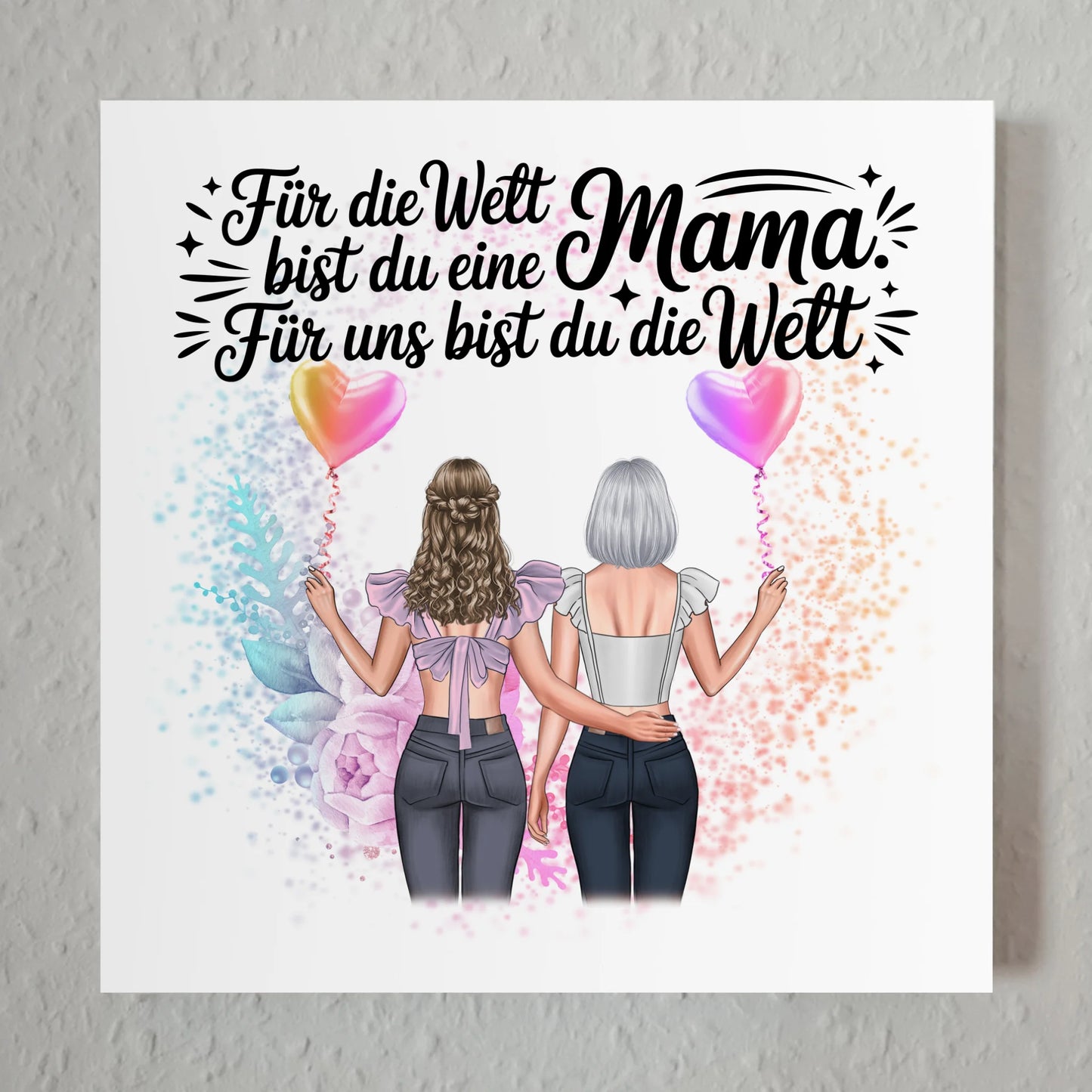 Mama Plakat Fotoboard Personalisiert 2 Clipart Frauen, Namen, Hintergrundbild & Wunschtext