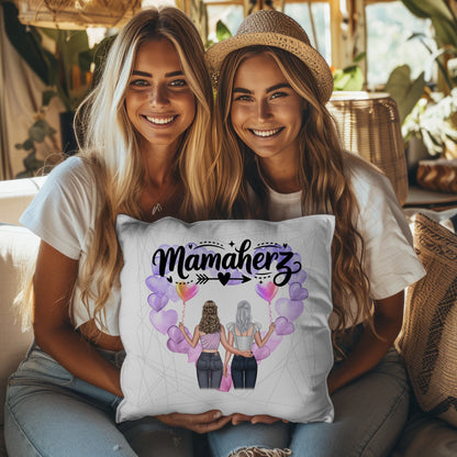 Kissen Für Mama Und Papa mit 2 Clipart Frauen & Namen