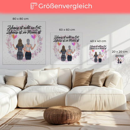 Personalisiertes Leinwand Mama Plakat 2 Clipart-Frauen, Name, Hintergrund&Wunschtext