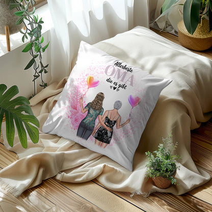 Fotokissen Für Oma personalisiert mit 2 Clipart Frauen Namen & Wunschtext