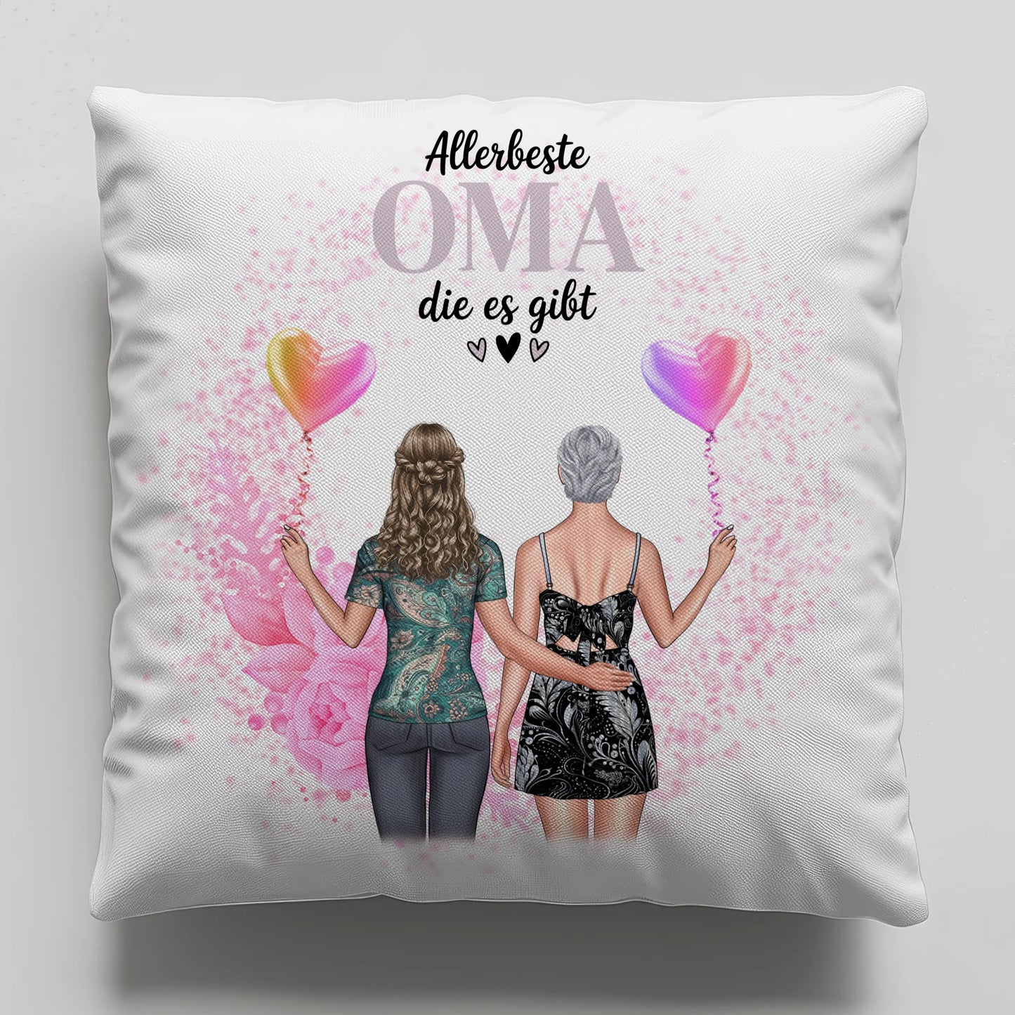 Fotokissen Für Oma personalisiert mit 2 Clipart Frauen Namen & Wunschtext