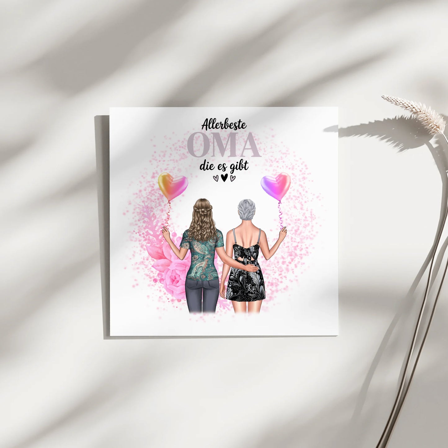 Leinwand Wandbild Oma Allerbeste Oma mit 2 Clipart Frauen & Wunschtext