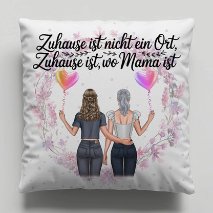 Namen Kissen für Mama - 2 Frauen Clipart, Hintergrund, Wunschtext personalisierbar