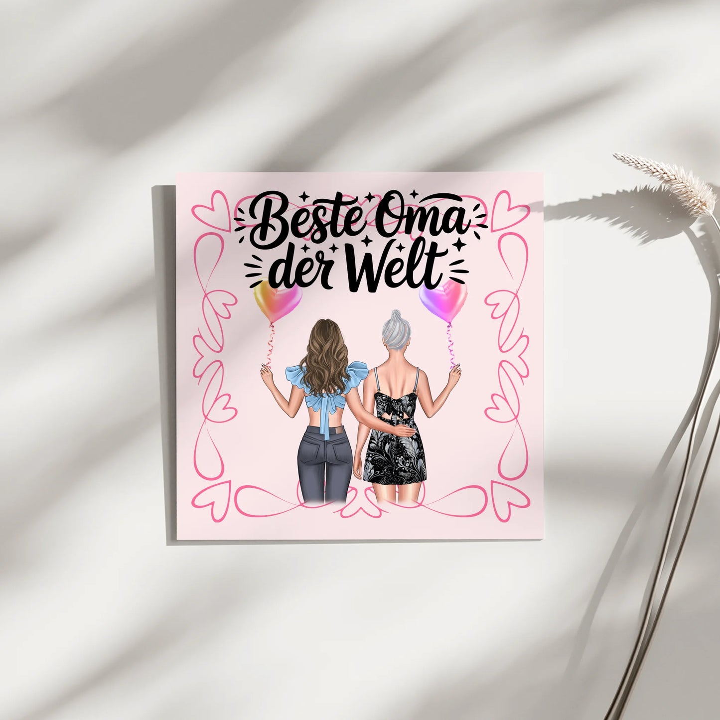 Wandbild Oma Leinwand personalisiert mit Namen und 2 Clipart Frauen