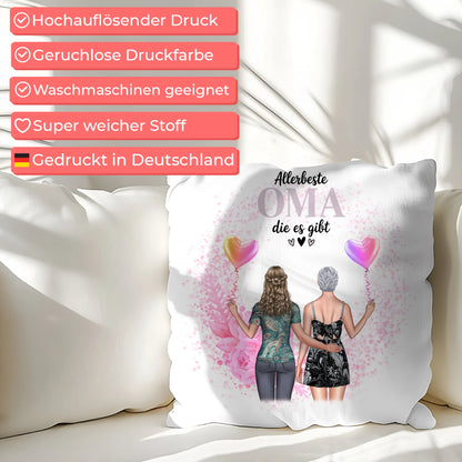 Fotokissen Für Oma personalisiert mit 2 Clipart Frauen Namen & Wunschtext