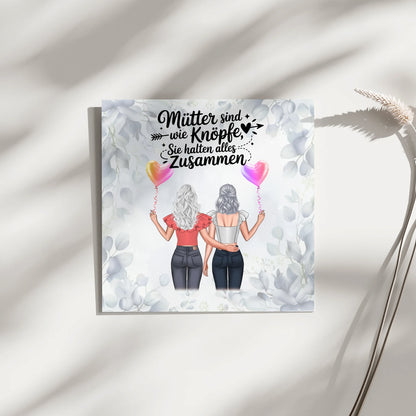 Mama Plakat Fotoboard Personalisiert: 2 Clipart Frauen, Namen, Hintergrundbild & Spruch