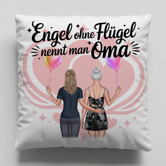 Personalisierbares Namen Kissen mit 2 Clipart Frauen, Oma Motiv und eigenem Spruch