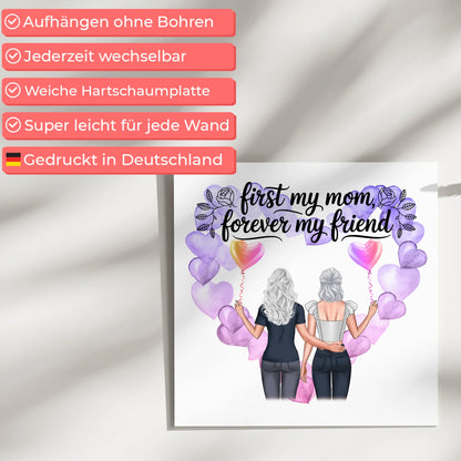 Personalisiertes Mama Plakat Fotoboard mit 2 Clipart Frauen, Namen Hintergrund & Wunschtext