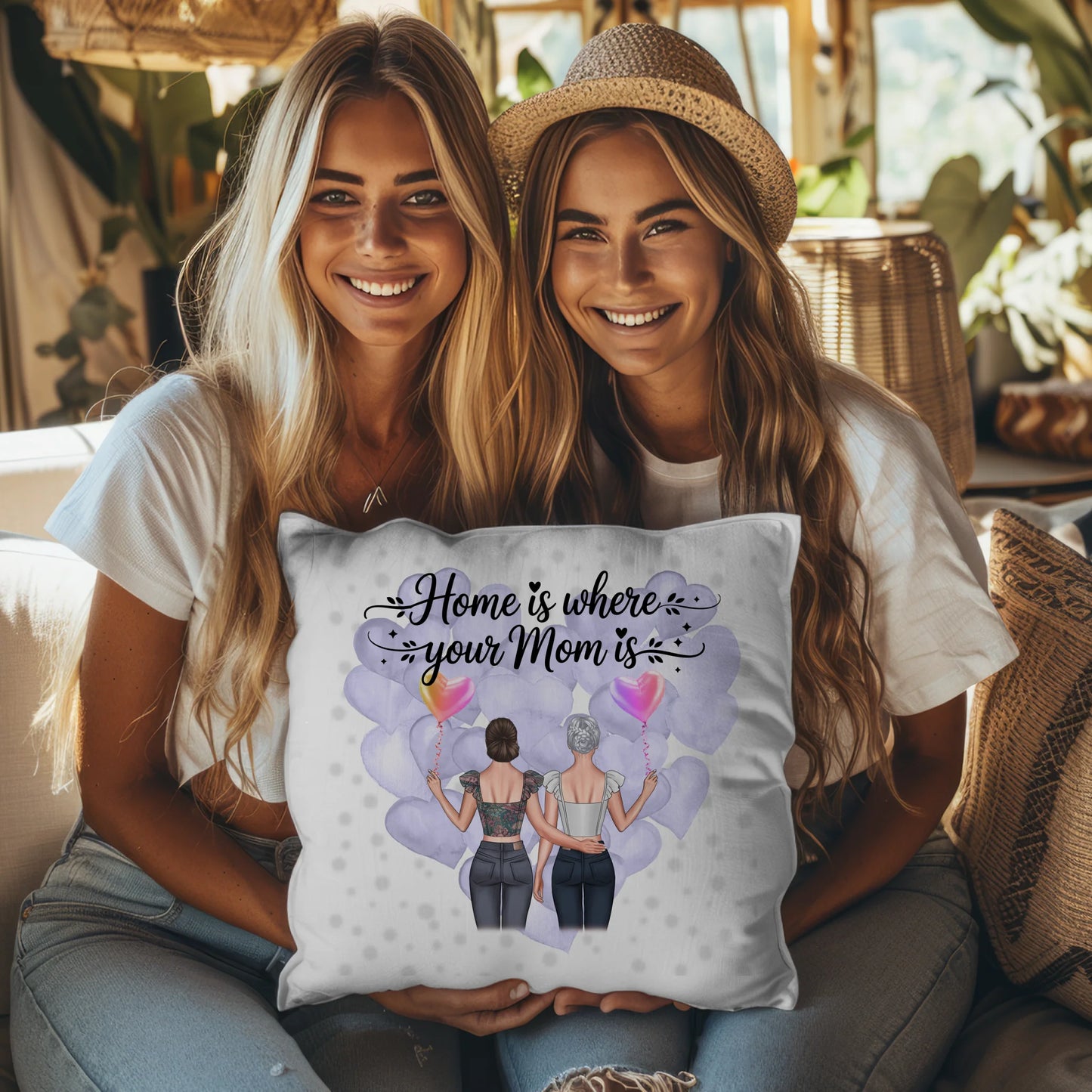 Mama Kissen personalisierbar mit 2 Frauen, Namen & Wunschtext